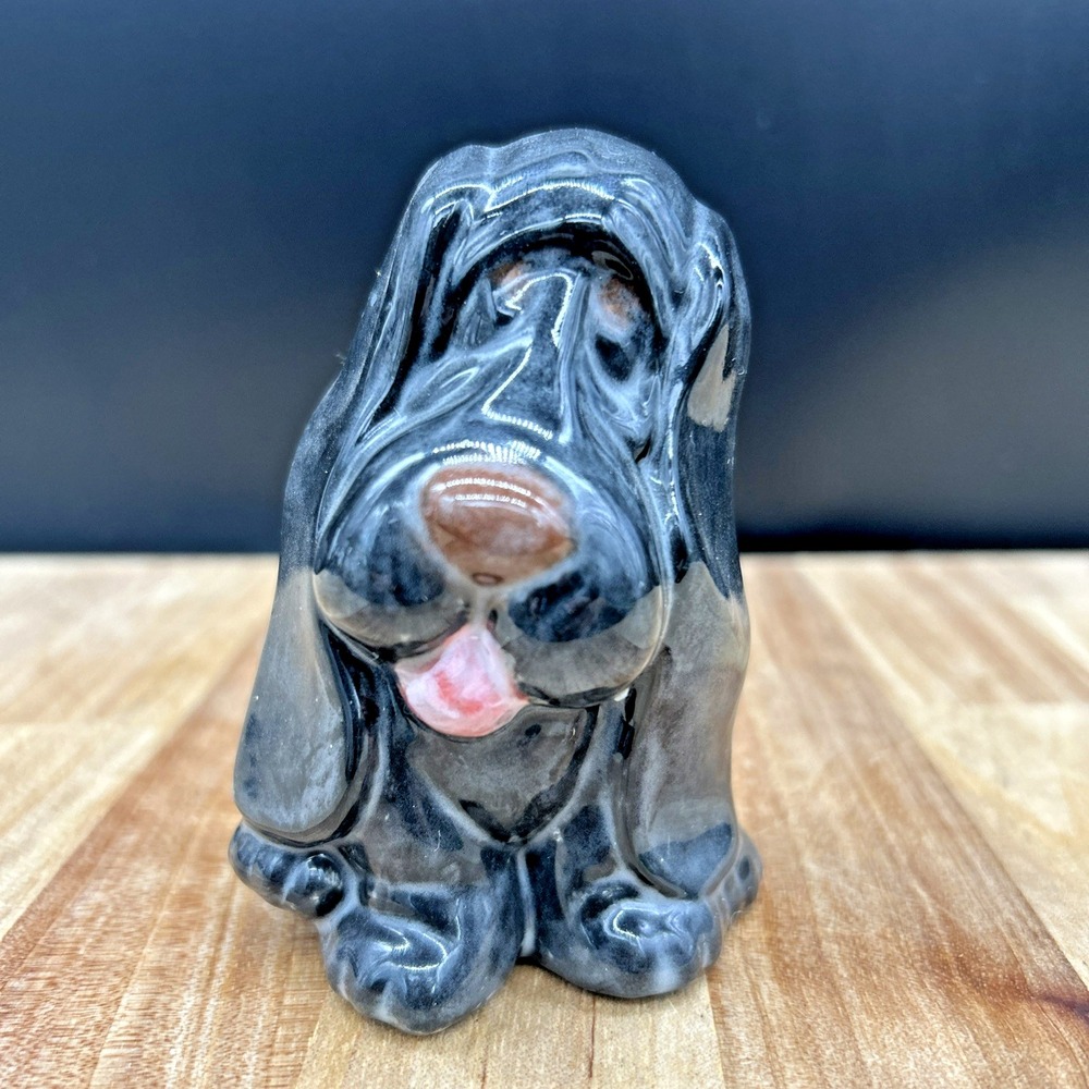Black Clay Hound Dog ~ Glazed Finish 1980